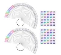 100Pcs Palitos Muestrario de Uñas, Nail Tips Muestrario Uñas con 2Pcs 1-100 Pegatinas Digitales, Uñas Falsa Muestras Mostrador Display para Pintar Uñas Practicas con Anillo,Transparente