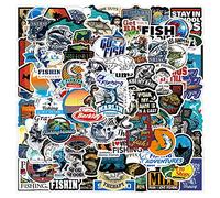 100Pcs pegatinas de pesca, Go Fishing Club Pegatinas Packs, vinilo impermeable al aire libre Catch Fish Adventure Calcomanías para ordenadores portátiles, regalos para niños, adolescentes, adultos