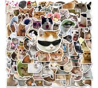 100pcs Pegatinas de Vinilo de Gato MEME Divertidas, Pegatinas Creativas DIY, para Taza, Refrigerador, Libro, Equipaje, Mesa, , Monopatín, Cámara, Guitarra, Portátil, Teléfono