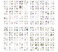 100pcs Pegatinas Infantiles, Stickers PET Resistente Al Agua, Scrapbooking Autoadhesiva Exquisita, Portátil - Negro, Blanco Y Colorido