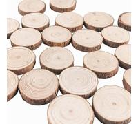 100PCS Rodajas de Madera Círculos, BetterJonny Discos de Madera Rebanada Natural Maderas Naturales Perforado Con Corteza de Árbol para Adornos de Halloween Navidad Manualidades, No más de 3 cm