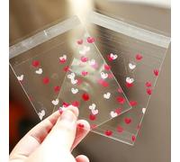 100PCS Rose Flowers Candy &Cookie Bolsas de plástico autoadhesivas para galletas de bricolaje Snack Baking Package Decor Kids Gift Supplies-3266,10x10cm,100PCS
