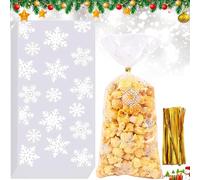 100pcs Sacs De Biscuits De Noël, Sachets En Plastique Confiserie, Sachets De Noël En Cellophane,Transparents Cadeaux Pochette Avec Cravates Torsadées (12.5 * 27.5cm)