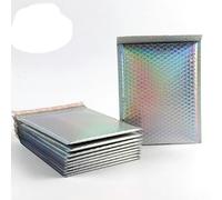 100PCS Sobres holográficos con burbujas láser, sobres acolchados, bolsas de embalaje para sobres publicitarios de burbujas comerciales, embalaje de envío-Arco iris-13 * 15cm