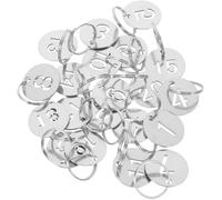 100Pcs Stainless Steel Number Plate Keychains Label-label-key-caps Lanyard Cute Covers Ring Round Numbered Tags Metal Locker Para IdentificacióN