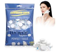 100PCS Toallitas Comprimidas ChaneeHann - Toallitas Comprimidas en Pastillas de Algodón, Suaves y Resistentes, Portátiles para Limpieza Facial y Cuidado Personal
