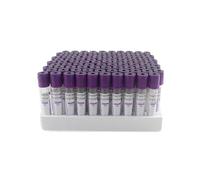 100pcs Tubos Extracción Sangre EDTA K2, Activador Coagulación, Heparina Litio/Sodio, Gel, Fluoruro, Citrato 1:4/1:9, Estéril 1,6-10ml PET Vidrio Vacío PRP(Glass 2ml Anticoagulant Purple)