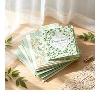 100PCS Vintage Scrapbook Sheets, Junk Journal Art Deco Supplies - Green | Papel temático floral a cuadros de 8 x 8 cm, detalles estéticos botánicos de salvia, paquetes de fondo retro envejecido de
