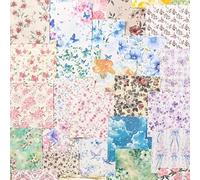 100PCS Vintage Scrapbook Sheets, Junk Journal Art Deco Supplies - Peach | Papel temático de cinta floral de 8 x 8 cm, detalles estéticos de rosas y bayas, paquetes de fondo retro envejecido de