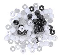 100Pzas Cuentas Trenzar Cabello, Anillos Tubo Pelo Plástico para Rastas Accesorios Peinado Barba Mujeres Hombres Pulsera Fabricación Joyas DIY (blanco y negro transparente)