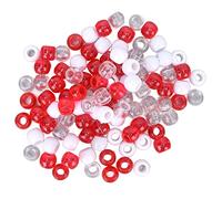 100Pzas Cuentas Trenzar Cabello, Anillos Tubo Pelo Plástico para Rastas Accesorios Peinado Barba Mujeres Hombres Pulsera Fabricación Joyas DIY (Roja blanca transparente)