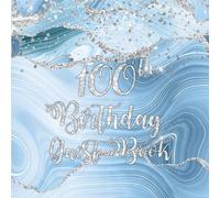 100th Birthday Baby Blue Agate Guest Book: Silver Glitter on Baby Blue Agate Guest Book with Gift Log