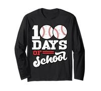 100th Day of School Baseball 100 Days Sports Hombres Niños Niños Manga Larga