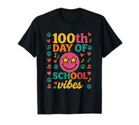100th Day of School Vibes Retro Groovy Star Eyes Fiesta Camiseta