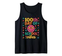 100th Day of School Vibes Retro Groovy Star Eyes Fiesta Camiseta sin Mangas