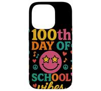 100th Day of School Vibes Retro Groovy Star Eyes Fiesta Carcasa para iPhone 14 Pro