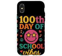 100th Day of School Vibes Retro Groovy Star Eyes Fiesta Carcasa para iPhone X/XS