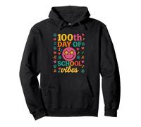 100th Day of School Vibes Retro Groovy Star Eyes Fiesta Sudadera con Capucha