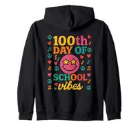 100th Day of School Vibes Retro Groovy Star Eyes Fiesta Sudadera con Capucha