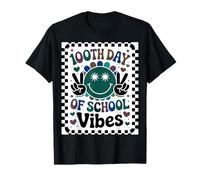 100TH Day of School Vibes Retro Peace Star Celebración Aula Camiseta