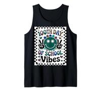 100TH Day of School Vibes Retro Peace Star Celebración Aula Camiseta sin Mangas