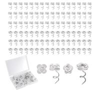 100uds Alfileres Tapicería, 1,1cm Twist Pin con Cabezas Transparentes Alfileres para Faldones Cama Tachuelas Tapicería para Sujetar Fundas y Faldones (Trébol de Cuatro Hojas, Rosa)