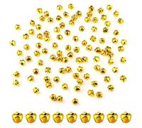 100uds Cascabeles Manualidades, 0,8cm Cascabeles Pequeños Jingle Bells Cascabeles de Metal Decorativos para Fiestas Navideñas Cajas de Regalo Decoraciones (Oro)