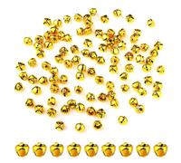 100uds Cascabeles Manualidades, 1cm Cascabeles Pequeños Jingle Bells Cascabeles de Metal Decorativos para Fiestas Navideñas Cajas de Regalo Decoraciones (Oro)