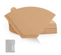 100uds Papel Filtro de Café Cónico, Compatible Cafeteras con Fellow Papel de Filtro Desechable Sin Blanquear n.°2 Apto Cafeteras para Fellow Aiden 10 Tazas (Color Madera Natural)