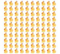 100uds Patos Navideños de Resina, Mini Patos de Resina Patitos con Gorro Navideño Pequeño Pato de Resina en Miniatura para Jardín Paisaje Decoraciones de Casas de Muñecas (Amarillo)