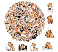 100uds Pegatinas Carpincho, Impermeables Adorables Vinilo Pegatinas Ocupación Carpincho Divertidas Calcomanías Animales para Premios Aula Botellas Agua Portátiles Decoración (2 Cada Estilo)