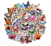 100uds Pegatinas de Flores & Mariposa Mixtas, Impermeables Butterfly Stickers Flower Stickers para Botellas de Agua Equipaje de Viaje Portátil Álbumes de Recortes Manualidades Niños y Adultos