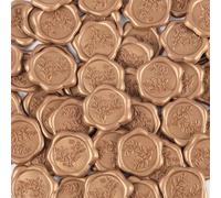 100uds Pegatinas de Sello de Cera, Pegatinas de Sello de Cera Adhesiva Dorados Sello Sobres de Cera Eucalipto para Invitaciones de Boda Envoltura de Regalos Regalos Festivos Decoraciones