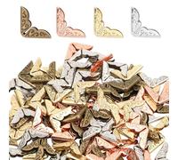 100uds Protectores de Esquinas de Libros, Protectores de Esquinas de Hierro para Libros Protectores de Esquinas para Álbumes de Recortes Libros de Bolsillo (Oro, Plata, Bronce, Oro Rosa)