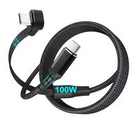 100W 2M Cable USB C a USB C, Carga Rápida Plana de ángulo Recto de 90 Grado | para iPhone 17 16 15,MacBook,iPad Pro,Galaxy Tab S11 S10+ S10 Lite S26 S25 S24 S23 S22 Z Fold Flip Series,Car Play,Steam Deck