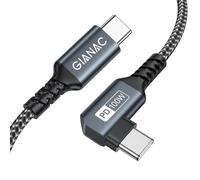 100W Cable USB C a USB C 2M 90-Grados Cable USB Tipo C Carga Rápida 20V/5A PD con E-Mark Chip Cable Tipo C para iPad Air/iPhone iPad Pro;MacBook Air/Pro;Samsung Galaxy;Google Pixel;Huawei;Tabletas etc