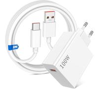 100W Cargador USB y Cable USB C para Xiaomi 17 Pro Max 17 15 14 13 Ultra Poco X7 Pro Poco F6, Turbo Carga Rápida Adaptador Cargador y Tipo C Cable 2M para Poco X4 5G 14T 13T Poco Pad M6 Mi 10TPro Lite