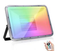 100W Foco Led RGB Con Función Memoria, Impermeable IP67 Proyector LED Exteriores con Control Remoto, 16 Colores & 4 Modos RGB Foco LED Exterior para Jardín,Partido,Navidad,Techo