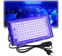 100W Luz Negra Ultravioleta, 96 Cuentas de Lámpara Foco LED UV IP65 Impermeable Ajuste de 150 Grados con 50 000 Horas de Vida útil y Línea 1,5 m con Interruptor para Bar, Pinta Corporal, Halloween
