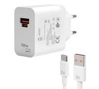 100W Supercarga Cargador para Honor 200 Pro Magic 7 Lite 400pro Lite X6b X8a 90 200 Lite 2 Puertos USB C Carga Rápida Cable USB-C 6A 2M Compatible con Honor Huawei Mate 60 Pro Nova 11 P60 Smart Pad