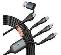 100W USB C Multi Cable de Carga 3M/10Ft, [Certificado MFI] 5-in-1 USB A/USB C to Lighttning+Type C+Micro USB Multi USB Cargador Cable Carga Rápida para Android/Phone 15/Samsung/Huawei/Laptop