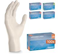 100x ARNOMED® Guantes de látex desechables talla L Blanco, Protección para manos una vez quirúrgicos y de laboratorio, Luvas nitrilo descartaveis, Manoplas en XS, S, M, L, XL