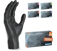 100x ARNOMED® Guantes de látex desechables talla L Negro, Protección para manos una vez quirúrgicos y de laboratorio, Luvas nitrilo descartaveis, Manoplas en XS, S, M, L, XL