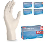 100x ARNOMED® Guantes de látex desechables talla S Blanco, Protección para manos una vez quirúrgicos y de laboratorio, Luvas nitrilo descartaveis, Manoplas en XS, S, M, L, XL
