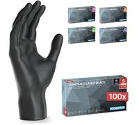 100x ARNOMED® Guantes de látex desechables talla S Negro, Protección para manos una vez quirúrgicos y de laboratorio, Luvas nitrilo descartaveis, Manoplas en XS, S, M, L, XL