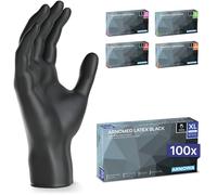 100x ARNOMED® Guantes de látex desechables talla XL Negro, Protección para manos una vez quirúrgicos y de laboratorio, Luvas nitrilo descartaveis, Manoplas en XS, S, M, L, XL
