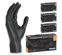 100x ARNOMED® Guantes nitrilo talla L Negro [50% más gruesos], Guantes desechables, Luvas nitrilo descartaveis sin polvo y látex, Manoplas nitrilo en S, M, L, XL