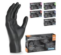 100x ARNOMED® Guantes nitrilo talla L Negro, Guantes desechables quirurgicos y laboratorio, Luvas nitrilo descartaveis sin polvo y látex, Manoplas nitrilo en XS, S, M, L, XL, XXL