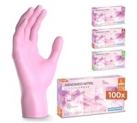 100x ARNOMED® Guantes nitrilo talla L Rosa, Guantes desechables quirurgicos y laboratorio, Luvas nitrilo descartaveis sin polvo y látex, Manoplas nitrilo en XS, S, M, L, XL, XXL