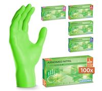 100x ARNOMED® Guantes nitrilo talla L Verde, Guantes desechables quirurgicos y laboratorio, Luvas nitrilo descartaveis sin polvo y látex, Manoplas nitrilo en XS, S, M, L, XL, XXL